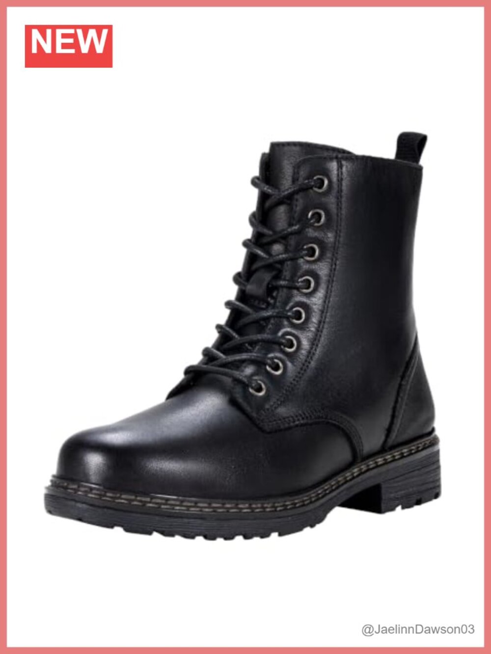 Women's Leather Combat Ankle Boots Lace Up Side Zipper Low Heel